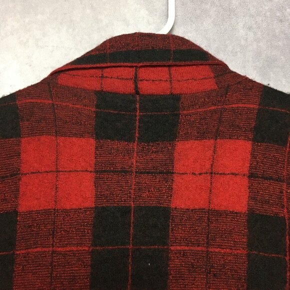 Lauren Ralph Lauren RL Womens Wool Wrap Coat Red Black Plaid - size Small‎ - Picture 7 of 16